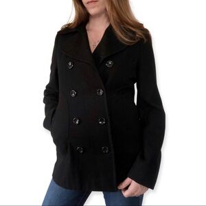 Tommy Hilfiger black wool blend Peacot coat jacket 3/4